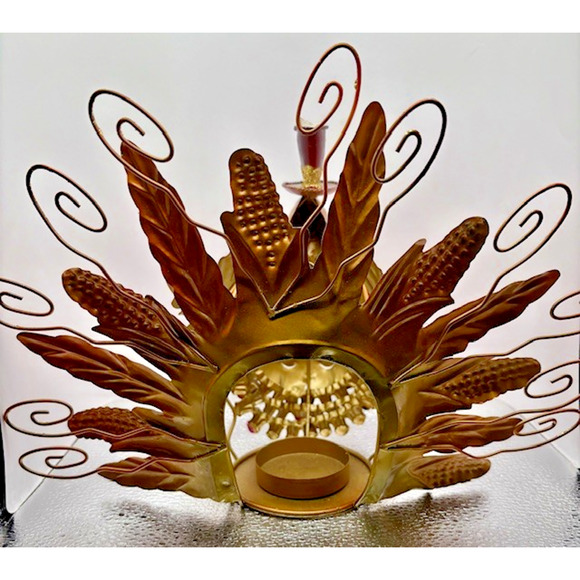 Vintage Turkey Candle Holder Fall Decor Rustic Glam 6x11 - Picture 5 of 6